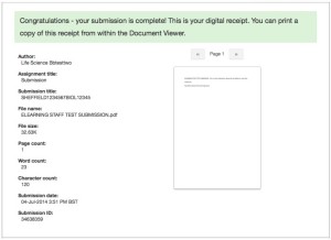 esubmission of writeups receipt